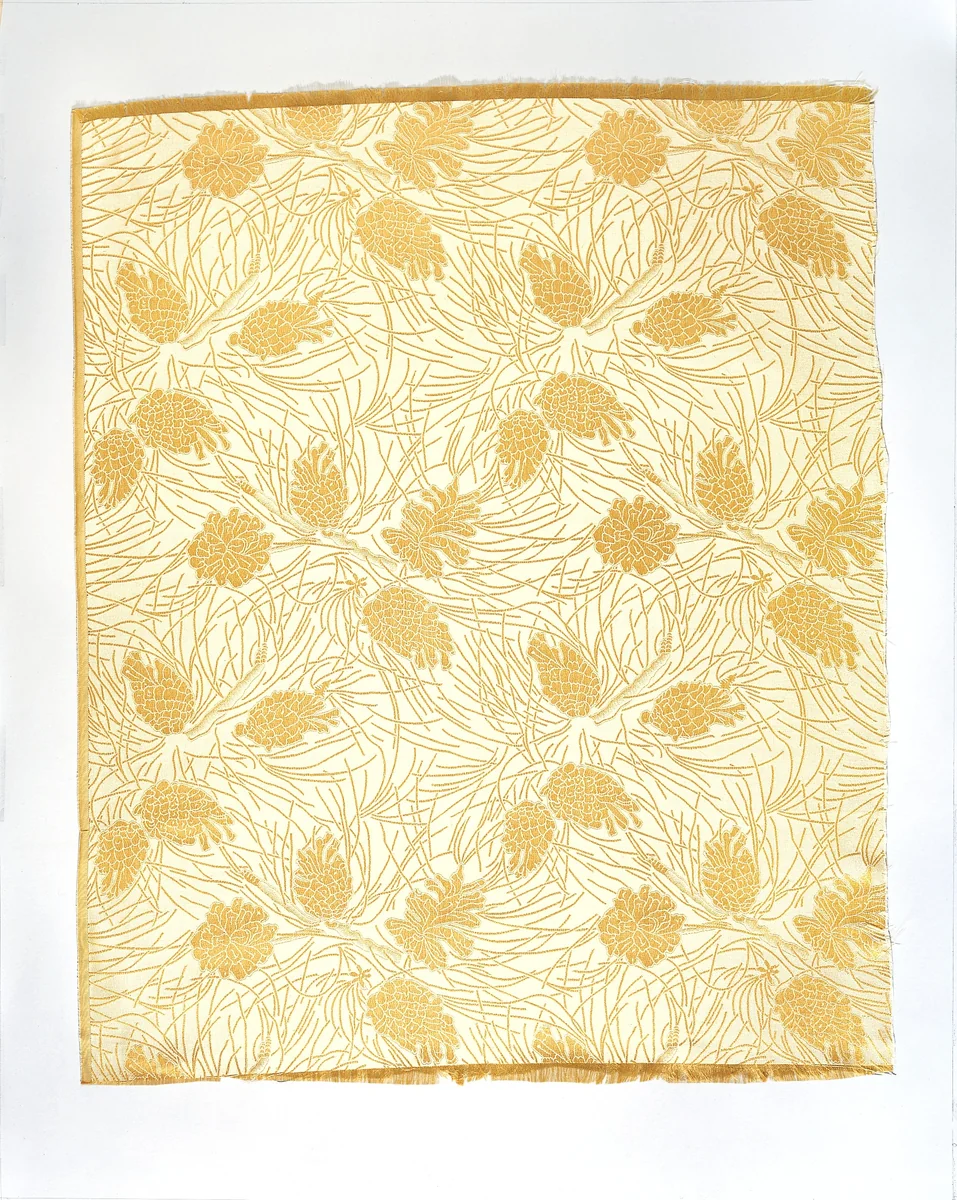 Pinecones-and-needles textile by Associated Artists, artwork, 1883-1900