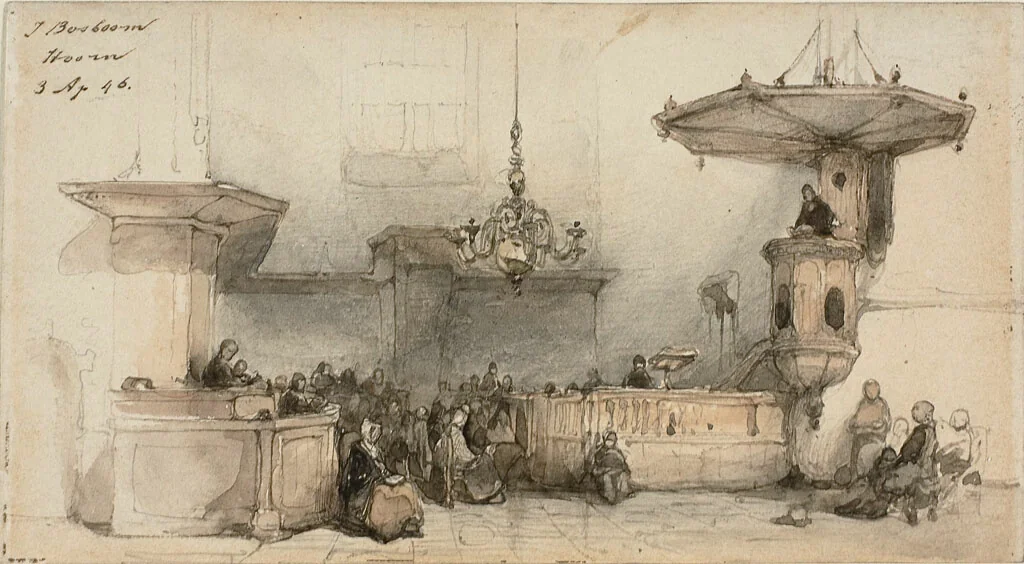 Interior of a Church by Johannes Bosboom, drawing, 1846