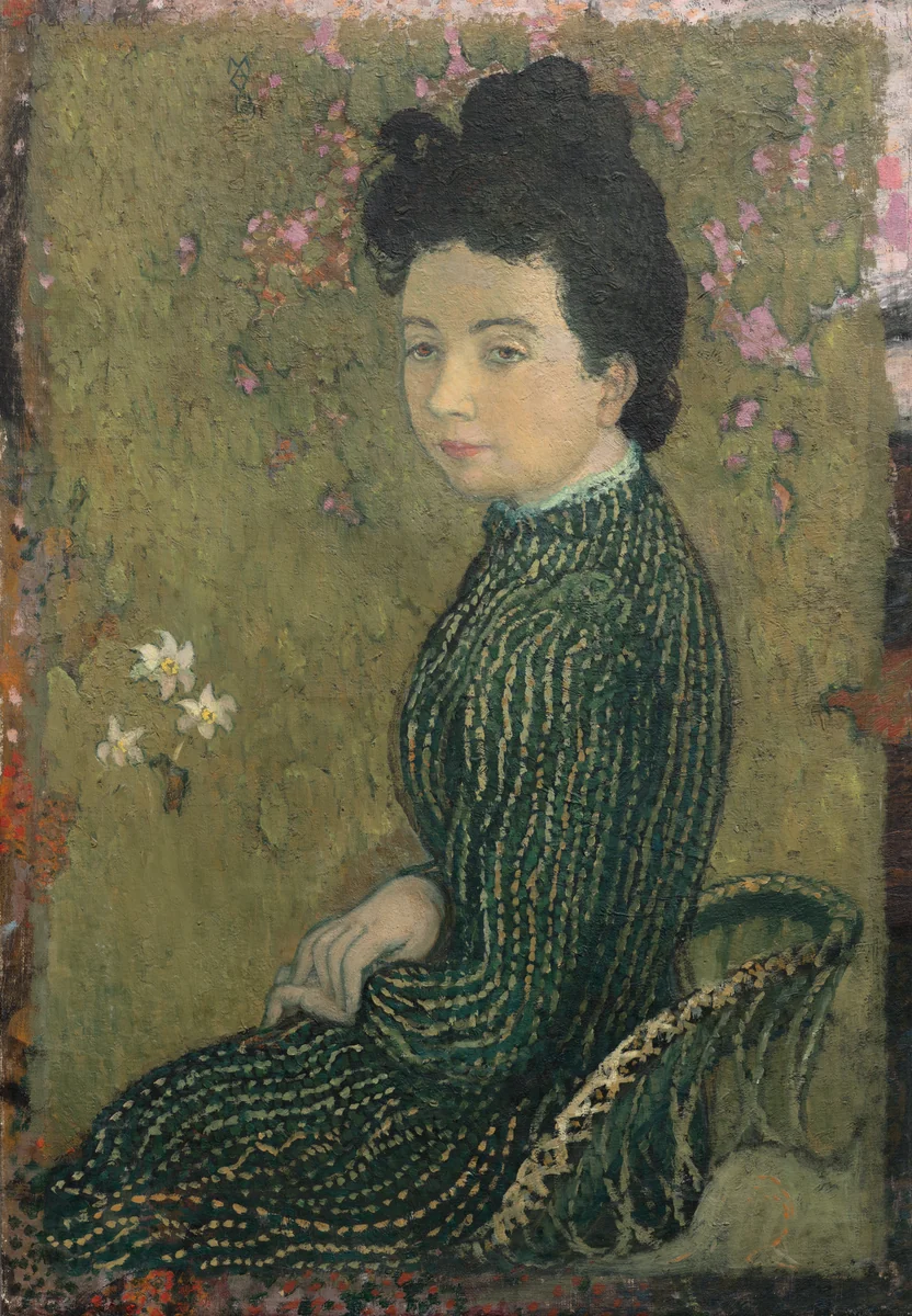 Eva Meurier in a Green Dress by Maurice Denis, painting, 1891