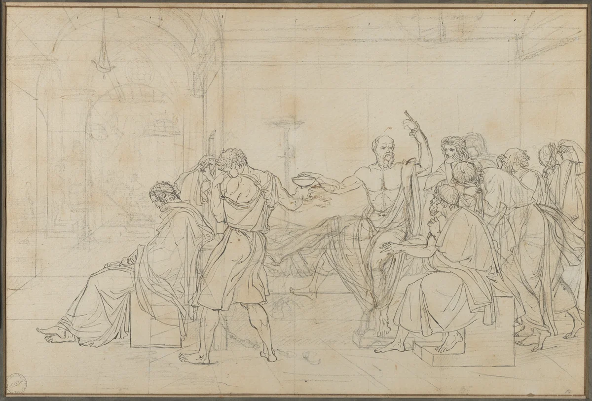 The Death of Socrates by Jacques-Louis David, drawing, 1781-1791