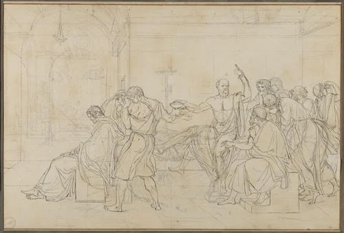 The Death of Socrates by Jacques-Louis David, drawing, 1781-1791
