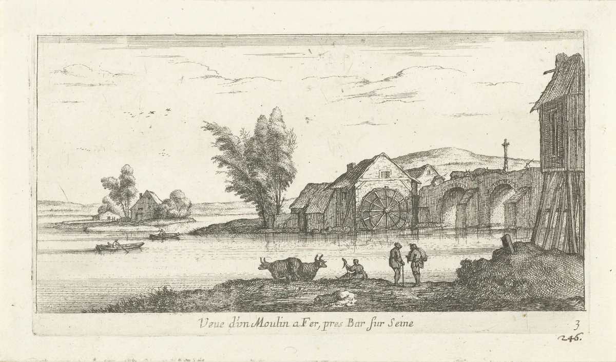 Watermolen nabij Bar-sur-Seine by Albert Flamen, print, 1648-1692
