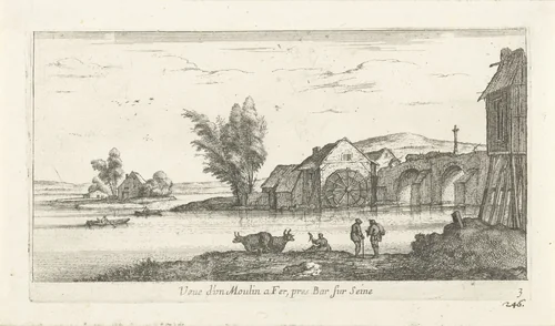 Watermolen nabij Bar-sur-Seine by Albert Flamen, print, 1648-1692