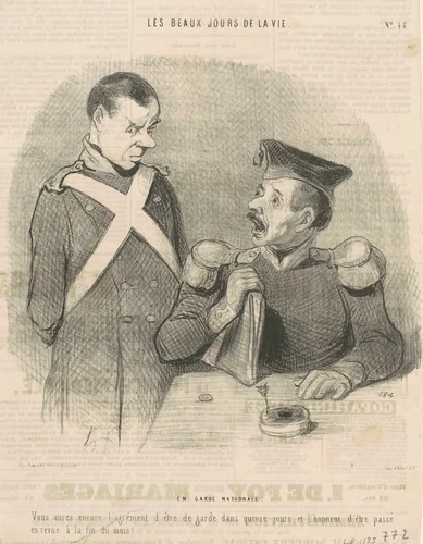 En garde national by Honoré Daumier, print, 1845
