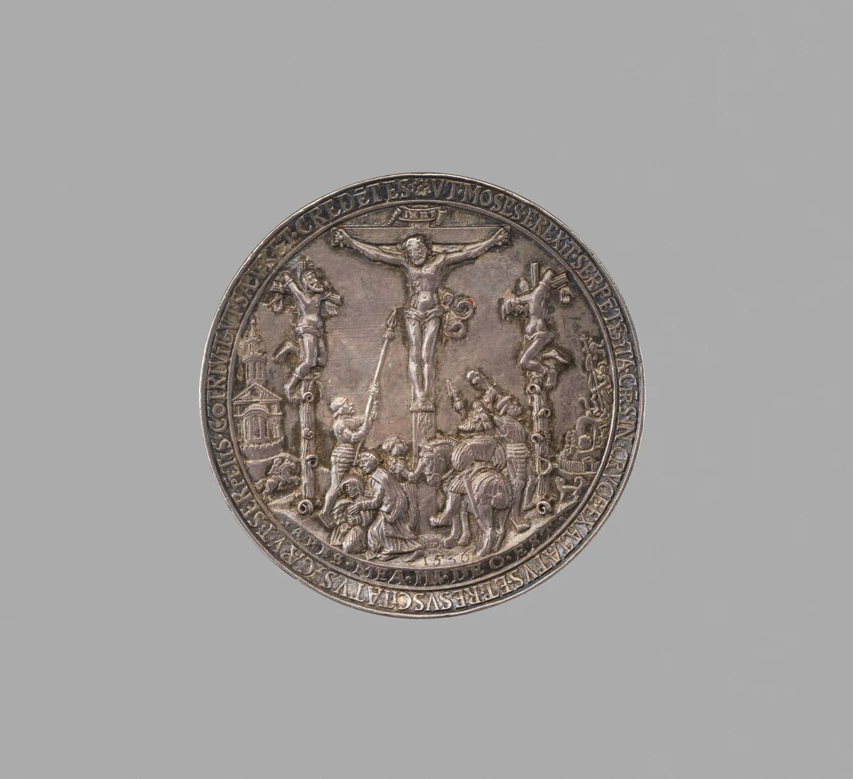 The Temptation of Adam and Eve and The Crucifixion by Hans Reinhart, metalwork, 1536