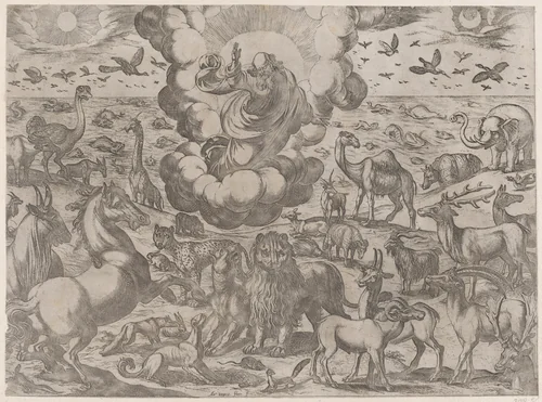 God Creating the Animals by Antonio Tempesta, print, 1585-1630