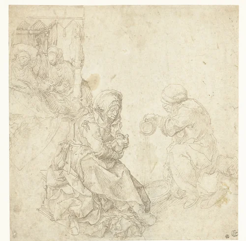 Birth of the Virgin by anonymous, drawing, 1500