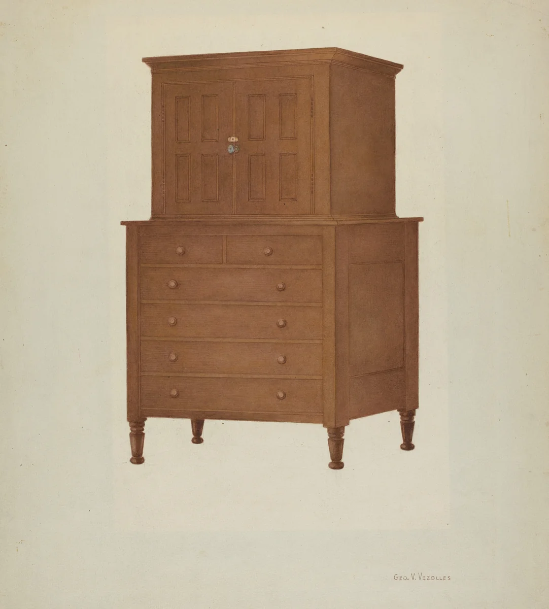 Shaker Cabinet by George V Vezolles, index of american design, 1935-1942