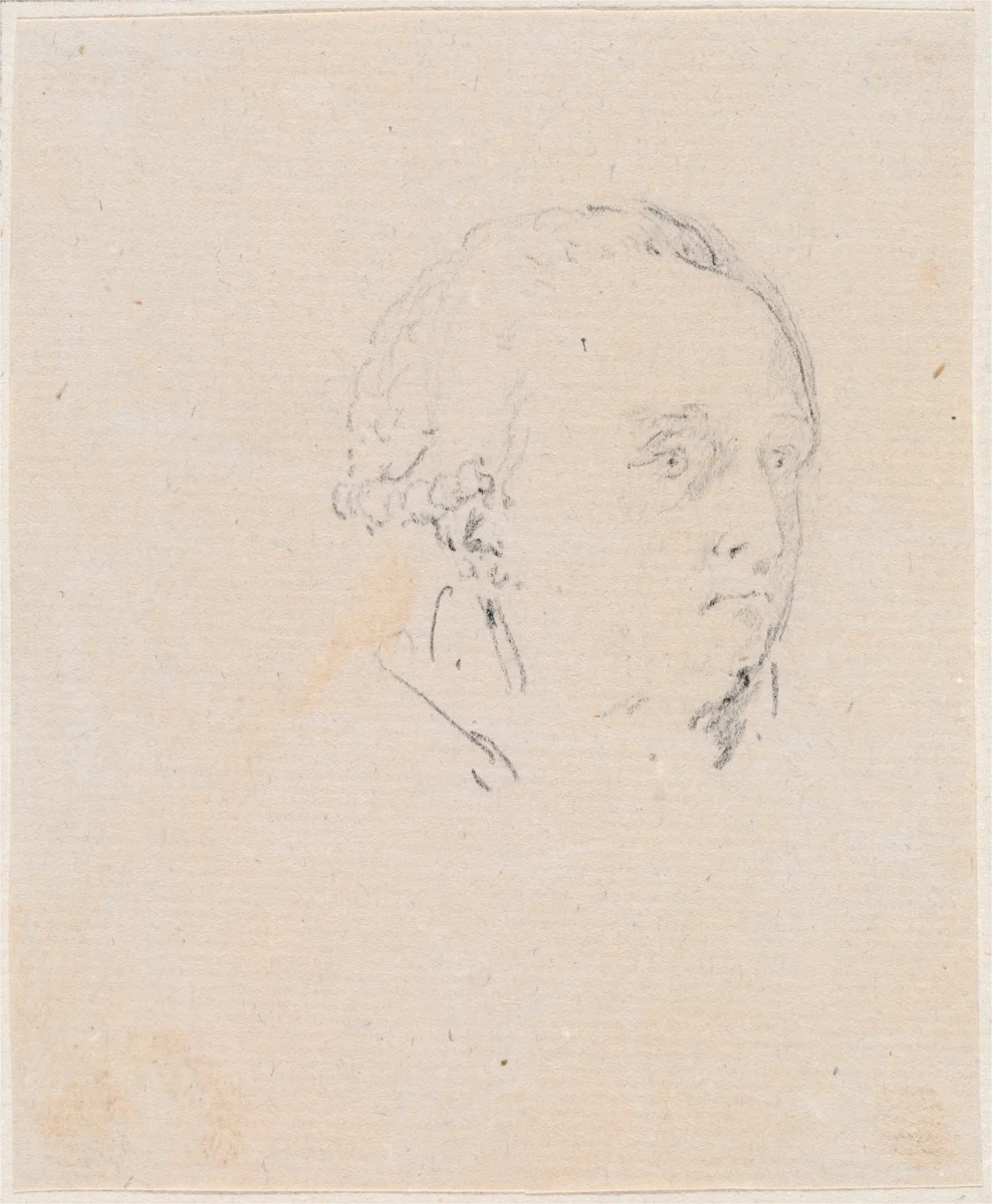 Head of a Man by Hubert Robert, drawing, 1754-1765