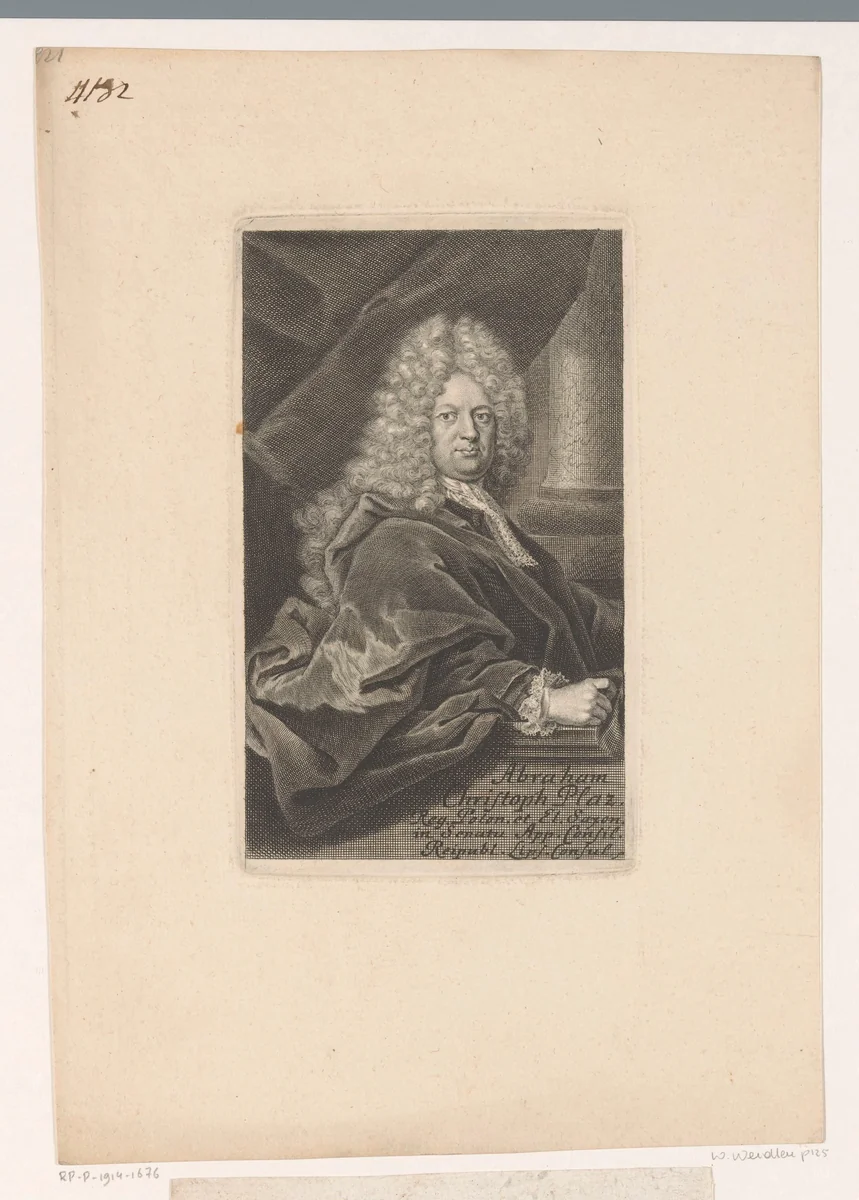 Portret van Abraham Christoph Platz by Martin Bernigeroth, print, 1718
