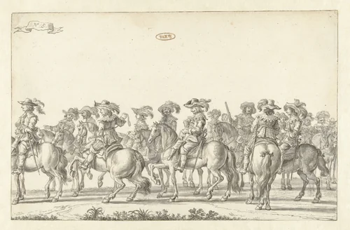 De intocht van Maria de' Medici te Amsterdam in 1638 (plaat 5) by Jan Martszen de Jonge, drawing, 1638-1639