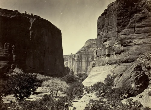 Head of Cañon de Chelle, Looking Down. Walls about 1200 feet in height by Timothy O'Sullivan, photograph, 1873