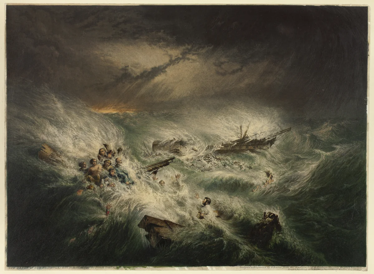 The Wreck of the Reliance (November 12, 1842) by George Baxter, print, 1843
