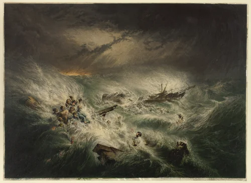 The Wreck of the Reliance (November 12, 1842) by George Baxter, print, 1843