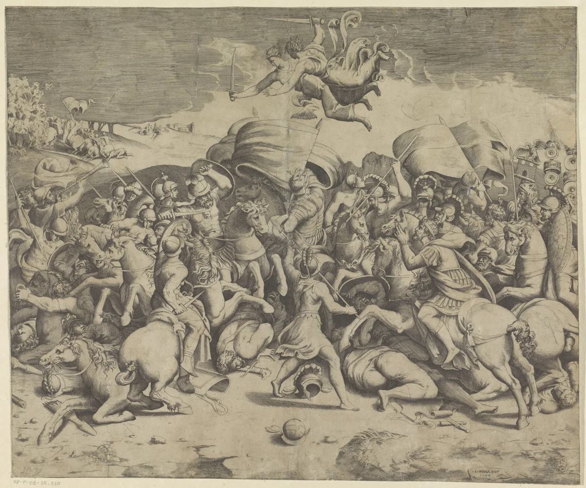 Slag bij de Milvische brug by Unknown, print, 1544