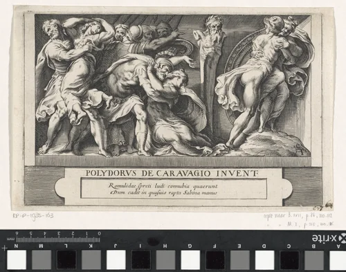 Sabijnse maagdenroof by Unknown, print, 1563-1615