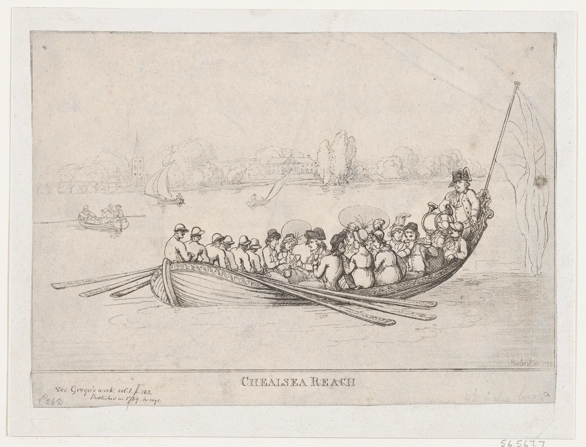 Chelsea Reach by Thomas Rowlandson, print, 1799
