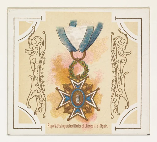 Royal and Distinguished Order of Charles III of Spain, from the World's Decorations series (N44) for Allen & Ginter Cigarettes by Allen & Ginter, print, 1890