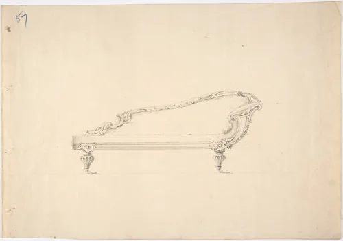 Design for a One-armed Sofa by anonymous, drawing, 1800-1850