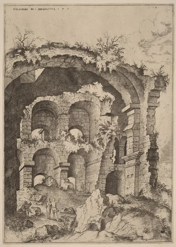 Seventh View of the Colosseum by Hieronymus Cock, print, 1550