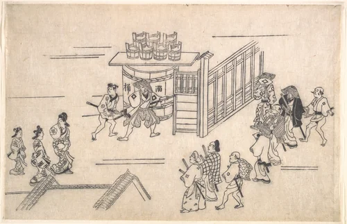The Fourth Scene, from the series Scenes of the Pleasure Quarter at Yoshiwara in Edo by Hishikawa Moronobu (菱川師宣), print, 1615-1868