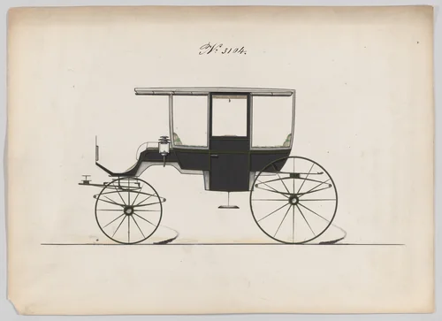 Design for 6 seat Rockaway, no. 3104 by Brewster & Co., drawing, 1875