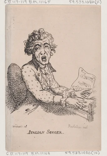 Italian Singer by Thomas Rowlandson, print, 1808