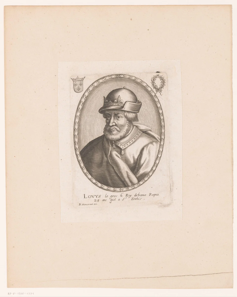 Portret van Lodewijk VI van Frankrijk by anonymous, print, 1610-1668