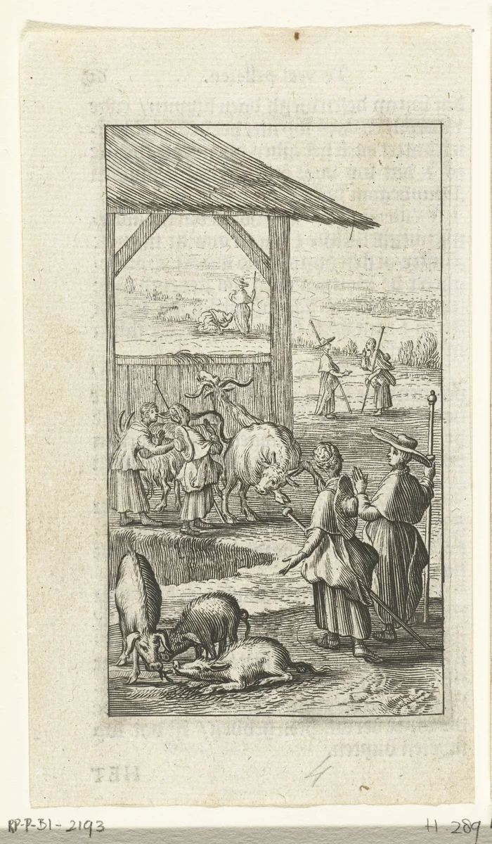 Duyfken en Willemynken bij varkens en trappende koe by Boëtius Adamsz. Bolswert, print, 1590-1627