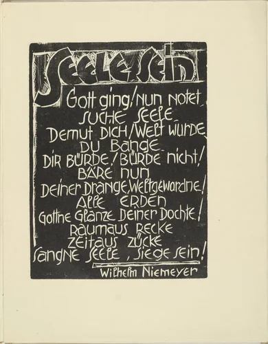 Having Soul (Seele sein) from the periodical Kündung, vol. 1, no. 4, 5, 6 (April, May, June 1921) by Robert Koepke, periodical, 1921