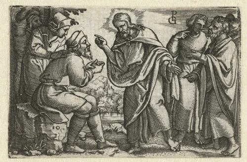 Christus geneest een blinde by Unknown, print, 1534-1535
