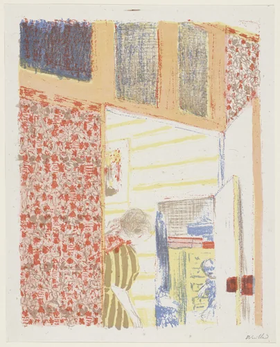 Interior with Pink Wallpaper III (Intérieur aux tentures roses III) from Landscapes and Interiors (Paysages et intérieurs) by Édouard Vuillard, print, 1899