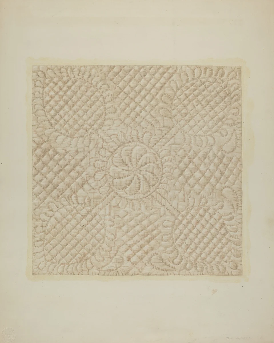Detail of Quilt - Tulip Pattern by Fred Hassebrock, index of american design, 1939