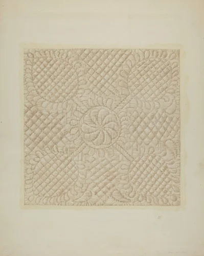 Detail of Quilt - Tulip Pattern by Fred Hassebrock, index of american design, 1939