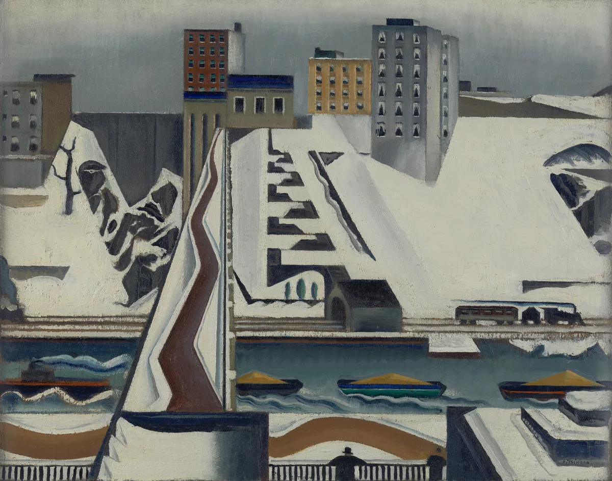 Harlem River by Preston Dickinson, painting, 1928