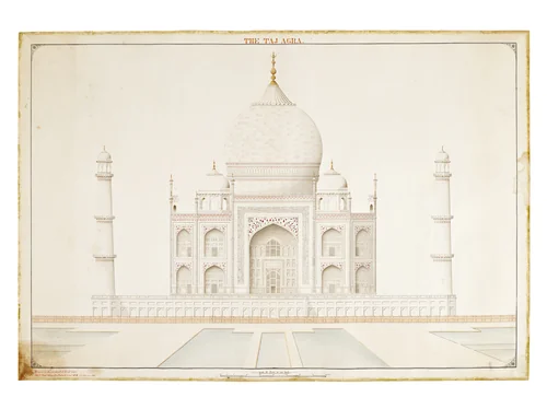 A View of the Taj Mahal, Signed by Koodrutoollah by Koodrutoollah, manuscript, 1855-1905