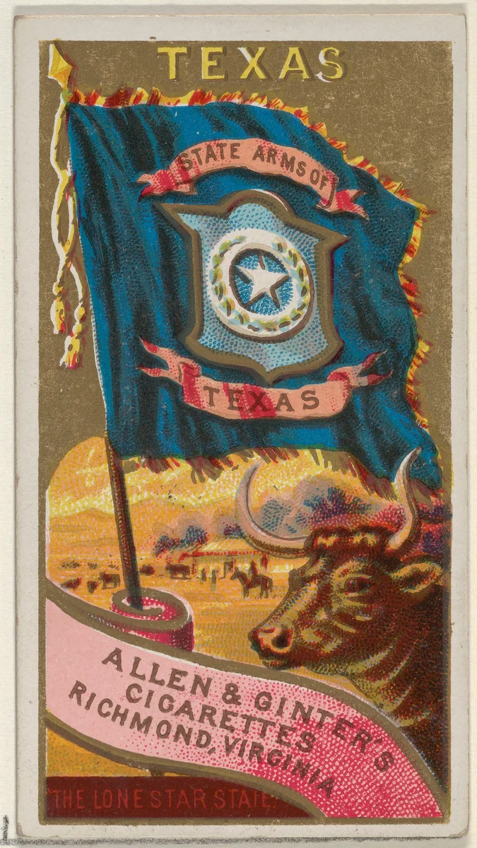 Texas, from Flags of the States and Territories (N11) for Allen & Ginter Cigarettes Brands by Allen & Ginter, print, 1888