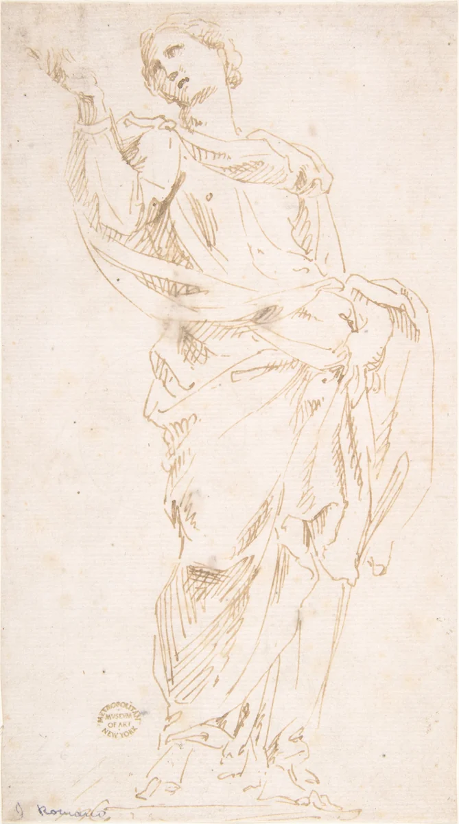 Draped Figure by anonymous, drawing, 1500-1600
