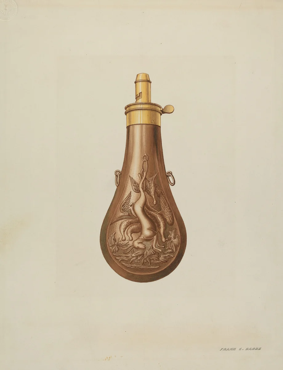 Powder Flask by Frank C. Barks, index of american design, 1938