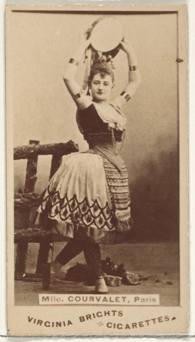 Mlle. Courvalet, Paris, from the Actors and Actresses series (N45, Type 1) for Virginia Brights Cigarettes by Allen & Ginter, photograph, 1885-1891