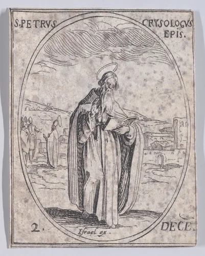 S. Pierre Chrysologe, eveque (St. Peter Chrysologus, Bishop), December 2nd, from "Les Images De Tous Les Saincts et Saintes de L'Année" (Images of All of the Saints and Religious Events of the Year) by Jacques Callot, print, 1636