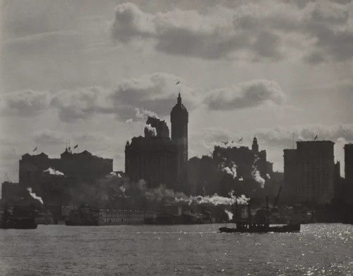 Singer Building from Hudson River by Alfred Stieglitz, photograph, 1910