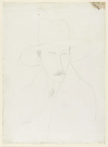 Portrait of Konrad Bercovici by Amedeo Modigliani, drawing, 1919