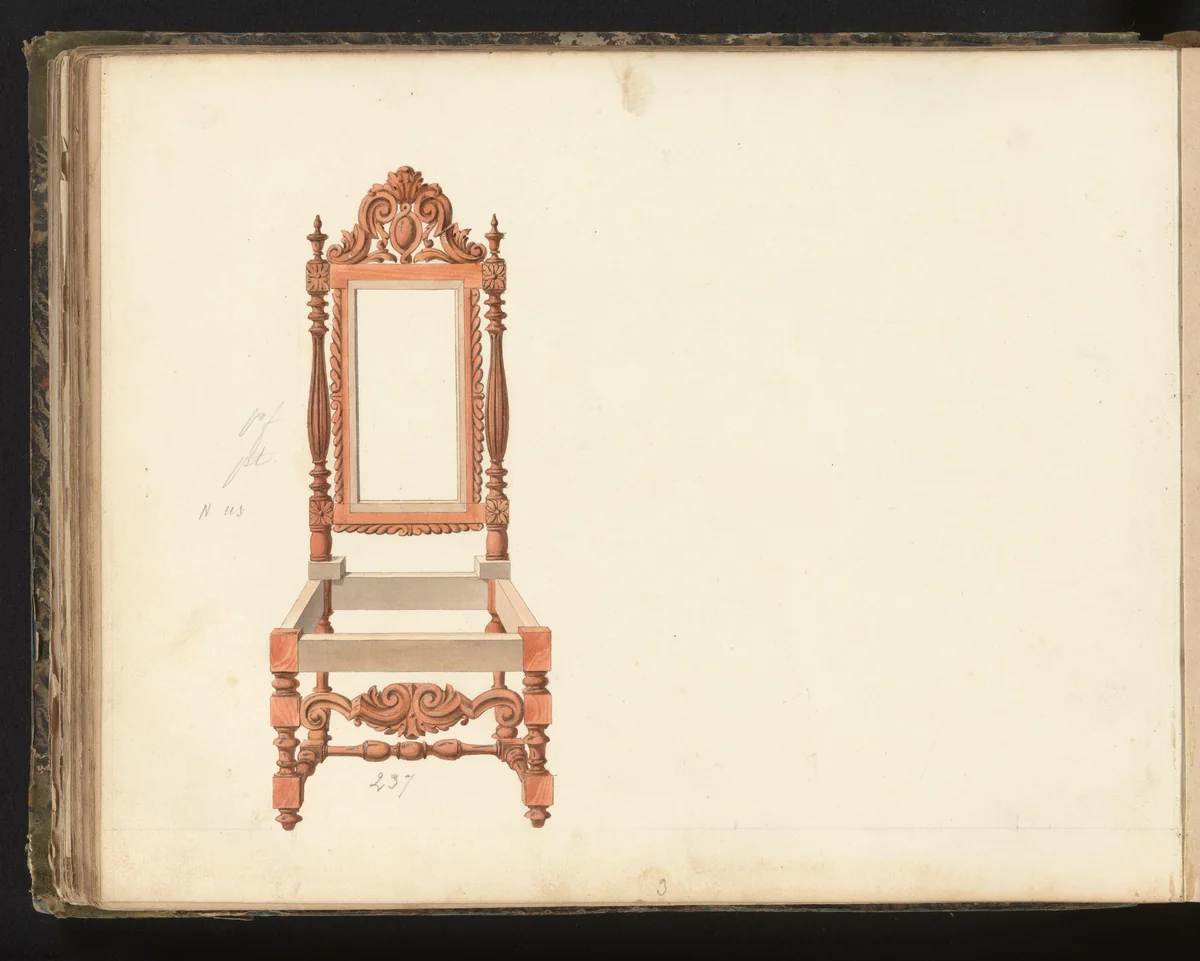 Ontwerp voor een stoel by anonymous, drawing, 1825-1839