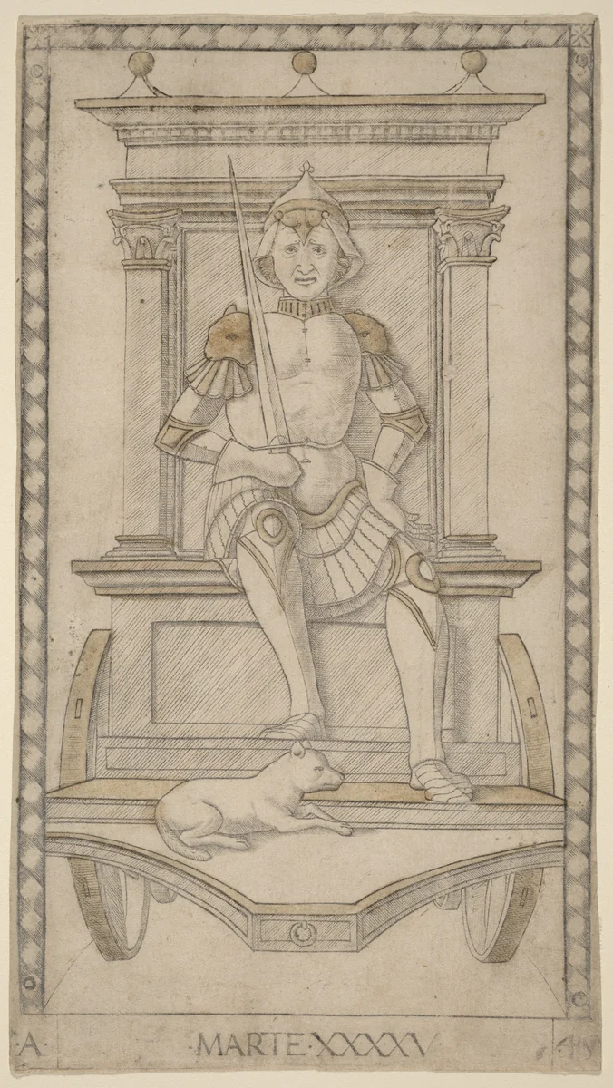 Marte (Mars) by Master of the E-Series Tarocchi, print, 1465