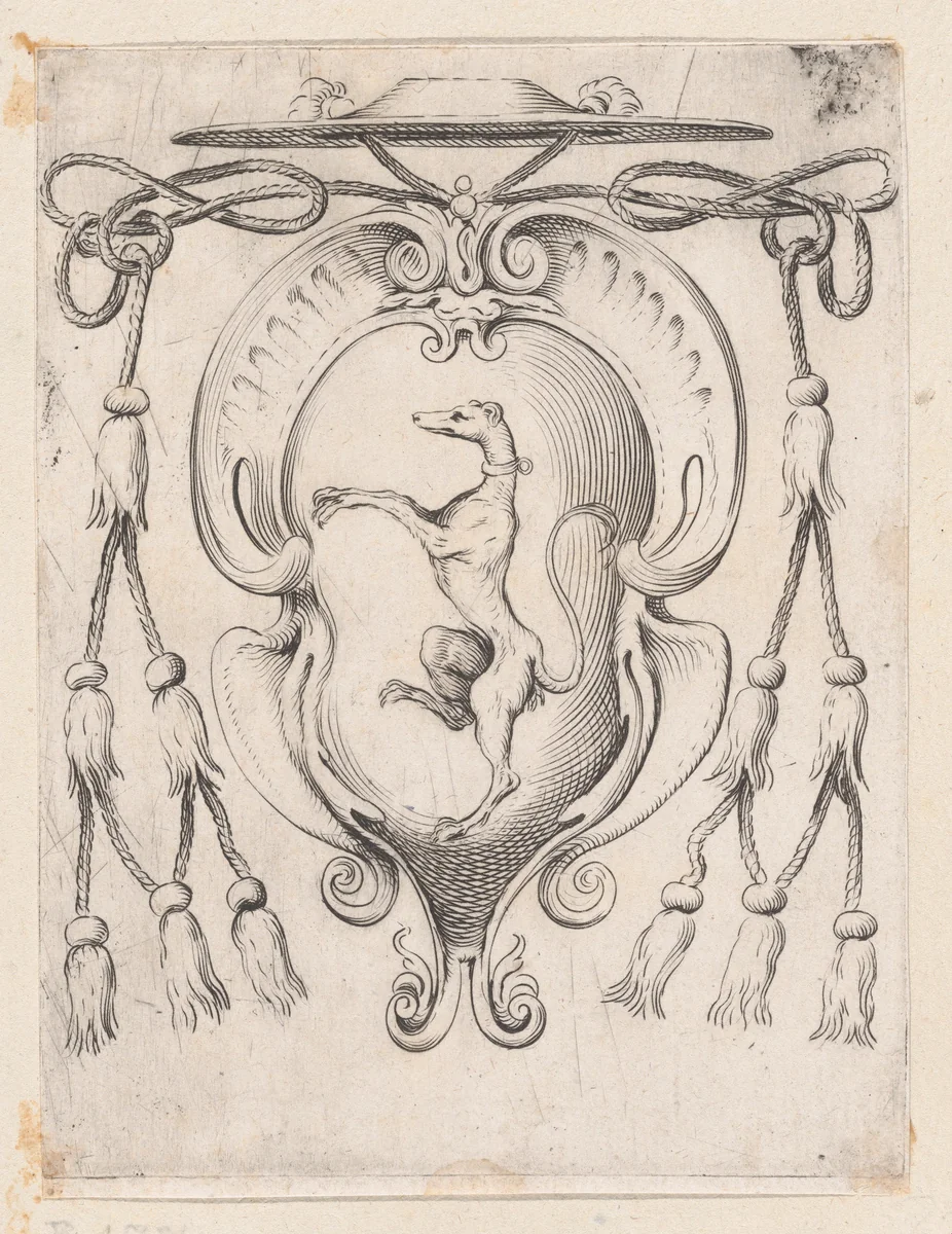 Coat of Arms of a Cardinal of the Sampieri Family by Agostino Carracci, print, 1590-1595
