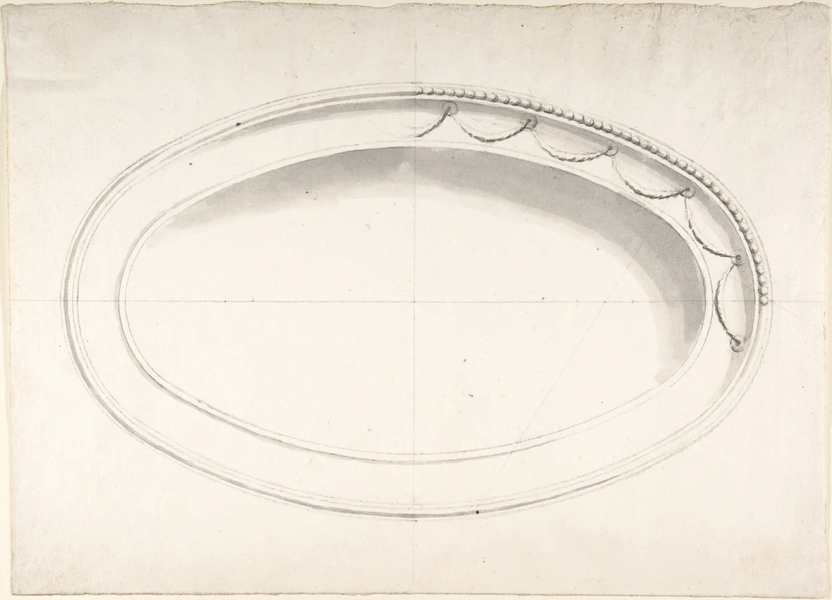 Oval Dish by anonymous, drawing, 1800-1900