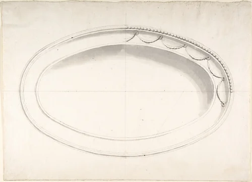 Oval Dish by anonymous, drawing, 1800-1900