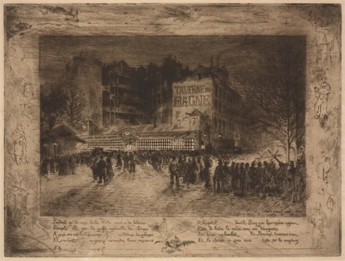 La Place des Martyrs et la Taverne du Bagne by Félix Hilaire Buhot, print, 1885