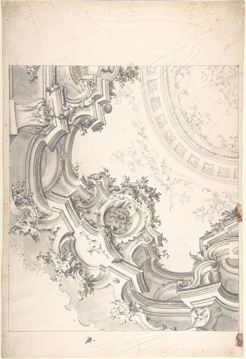 Design for 1/4 of a Ceiling by anonymous, drawing, 1700-1780